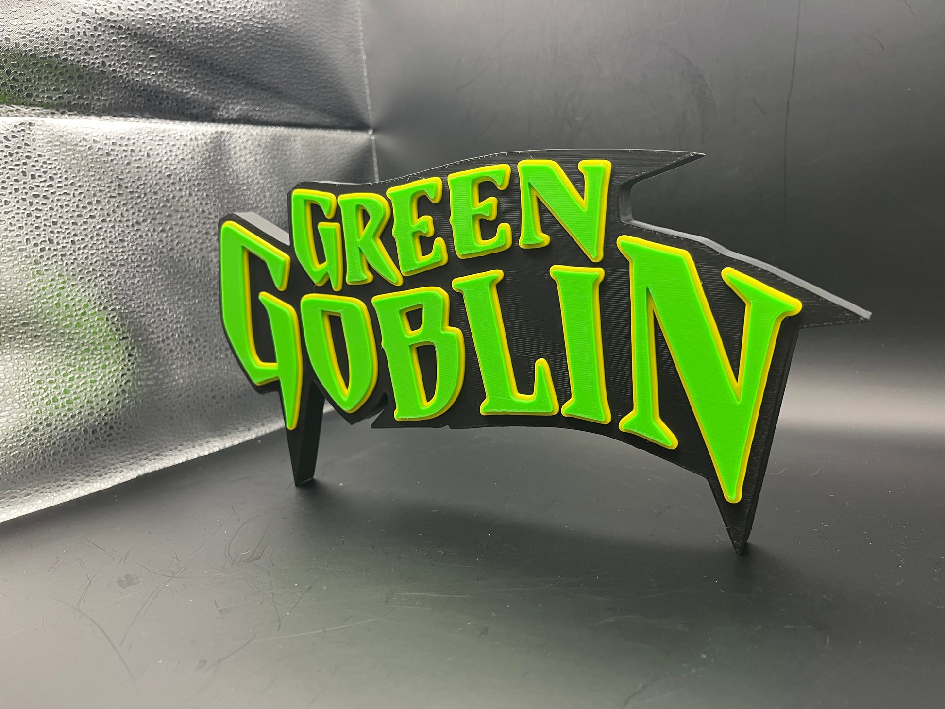 Green Goblin Logo Sign Display | 3D Wall Desk Shelf Art - UNRIVAL3D