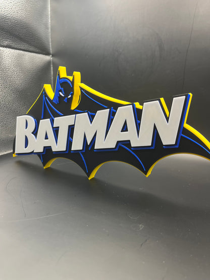 Batman Logo Sign Display | 3D Wall Desk Shelf Art - UNRIVAL3D
