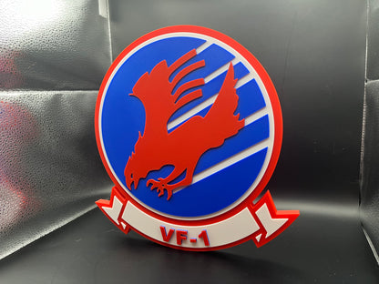 US Navy Squadron VF-1 Topgun Logo Sign Display | 3D Wall Desk Shelf Art - UNRIVAL3D