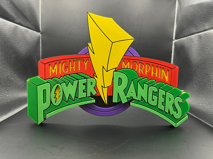 Mighty Morphin Power Rangers Logo Sign Display | 3D Wall Desk Shelf Art - UNRIVAL3D