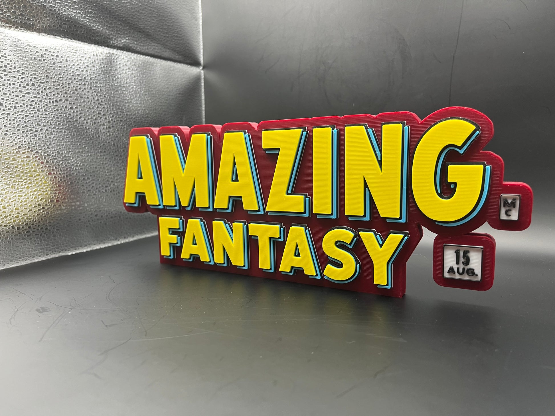 Spider-Man Amazing Fantasy 15 Title Logo Sign Display | 3D Wall Desk Shelf Art - UNRIVAL3D