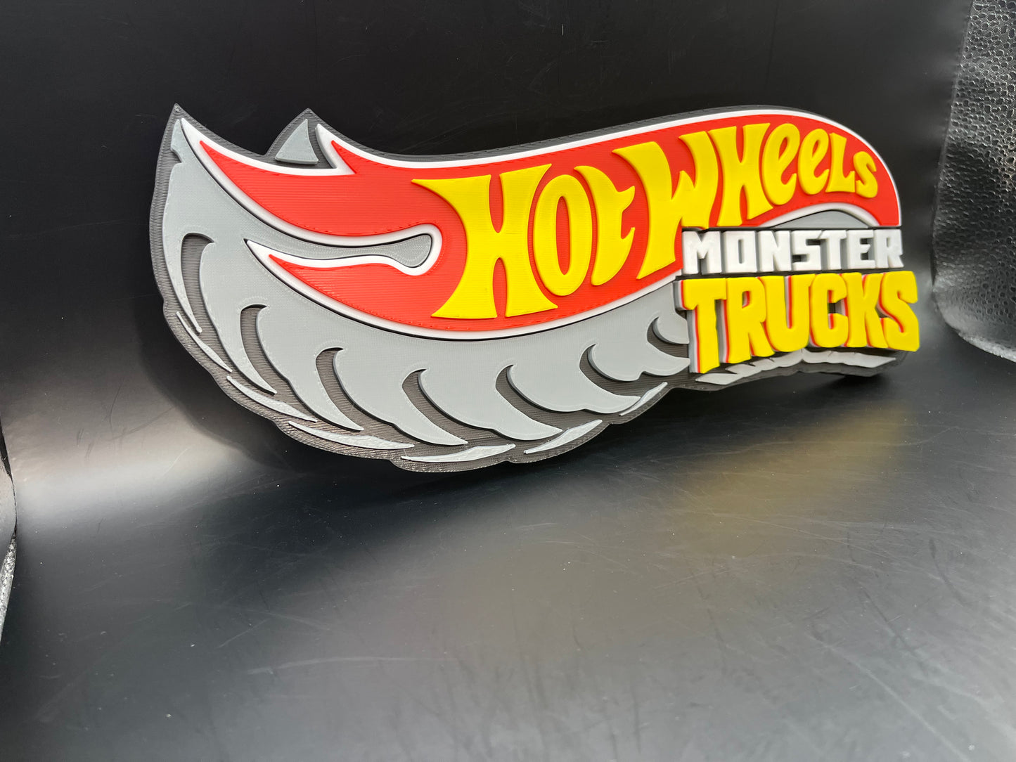 Hot Wheels Monster Trucks Logo Sign Display | 3D Wall Desk Shelf Art - UNRIVAL3D