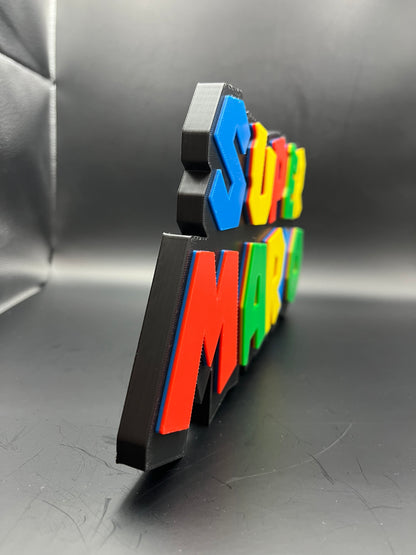 Super Mario Logo Sign Display | 3D Wall Desk Shelf Art - UNRIVAL3D