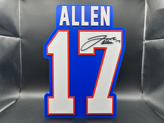 Josh Allen 17 Logo Sign Display | 3D Wall Desk Shelf Art - UNRIVAL3D