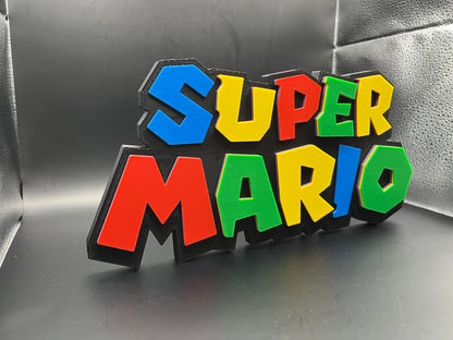Super Mario Logo Sign Display | 3D Wall Desk Shelf Art - UNRIVAL3D