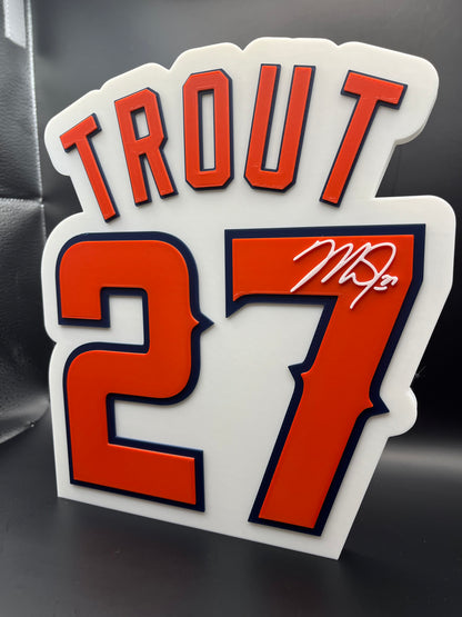 Mike Trout Logo Sign Display | 3D Wall Desk Shelf Art - UNRIVAL3D
