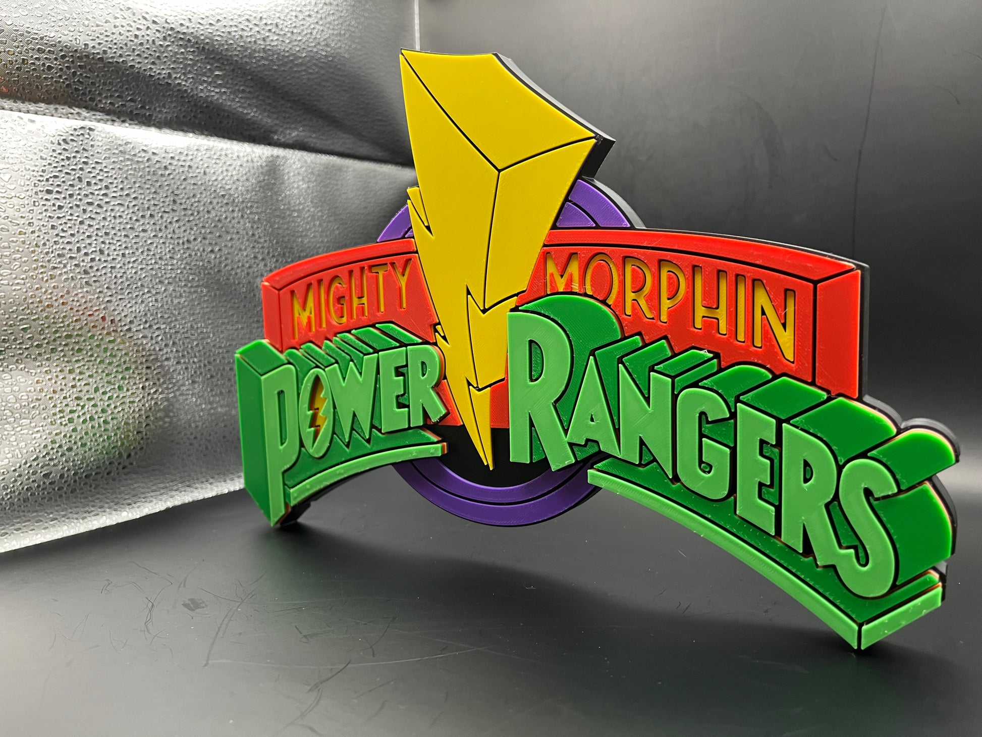 Mighty Morphin Power Rangers Logo Sign Display | 3D Wall Desk Shelf Art - UNRIVAL3D