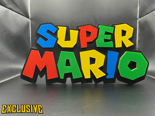 Super Mario Logo Sign Display | 3D Wall Desk Shelf Art - UNRIVAL3D