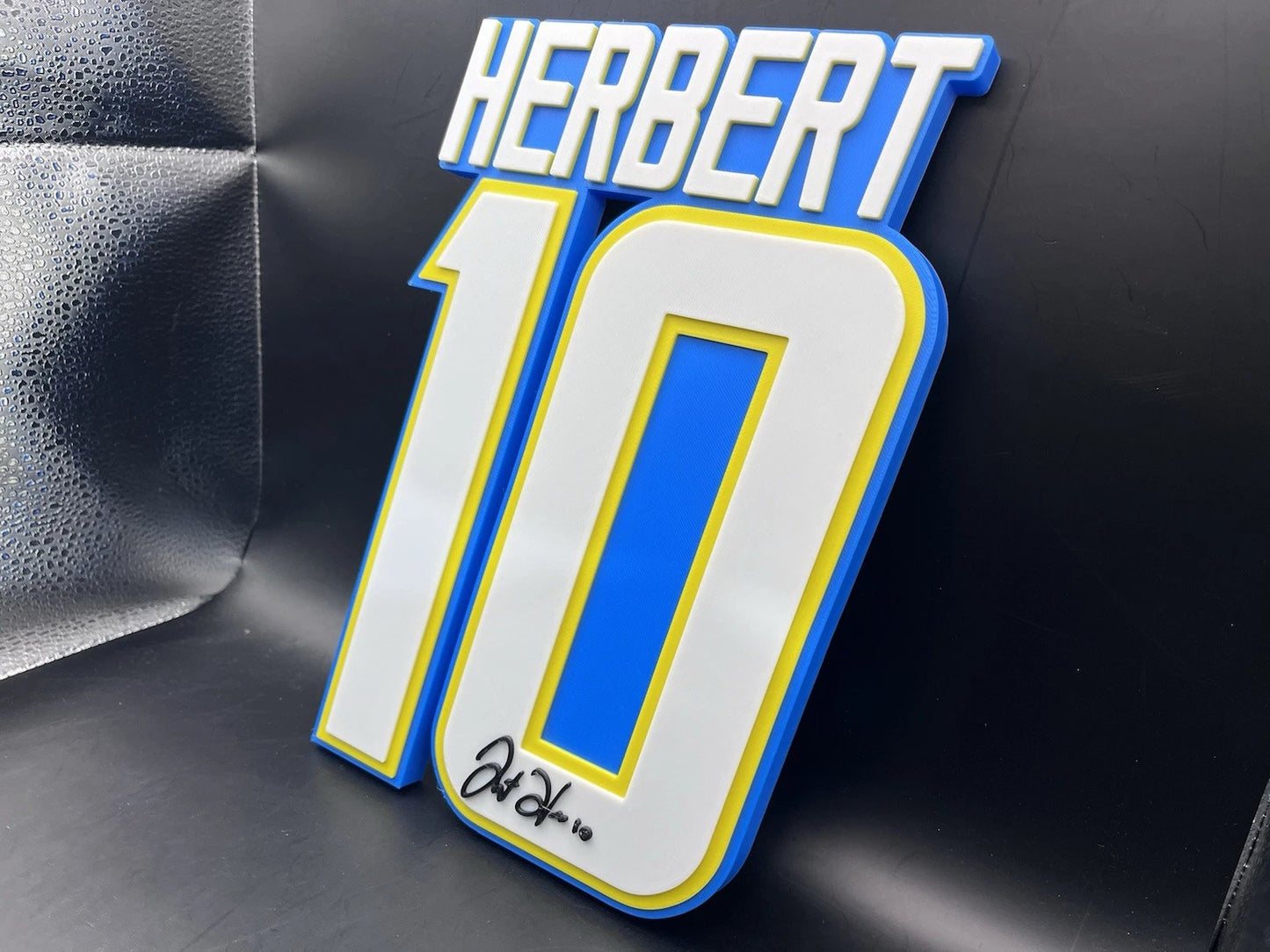 Justin Herbert 10 Logo Sign Display | 3D Wall Desk Shelf Art - UNRIVAL3D