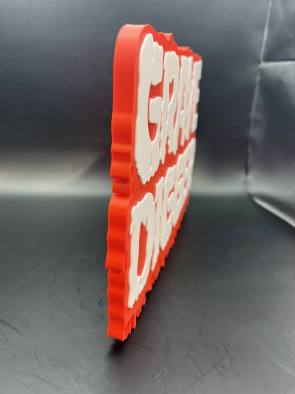 Grave Digger Logo Sign Display | 3D Wall Desk Shelf Art - UNRIVAL3D