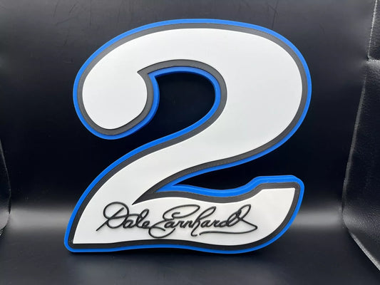 Dale Earnhardt Sr. 1980 #2 Logo Sign Display | 3D Wall Desk Shelf Art - UNRIVAL3D