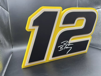 Ryan Blaney 12 Logo Sign Display | 3D Wall Desk Shelf Art - UNRIVAL3D