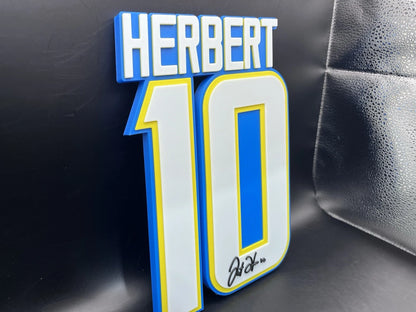 Justin Herbert 10 Logo Sign Display | 3D Wall Desk Shelf Art - UNRIVAL3D