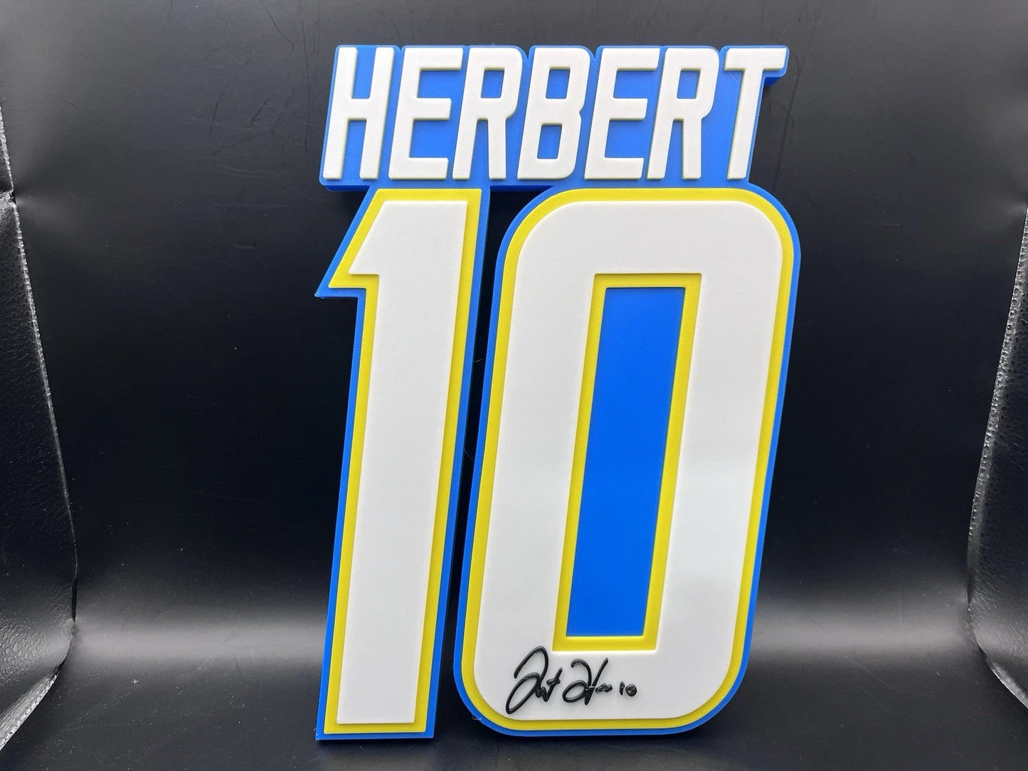 Justin Herbert 10 Logo Sign Display | 3D Wall Desk Shelf Art - UNRIVAL3D