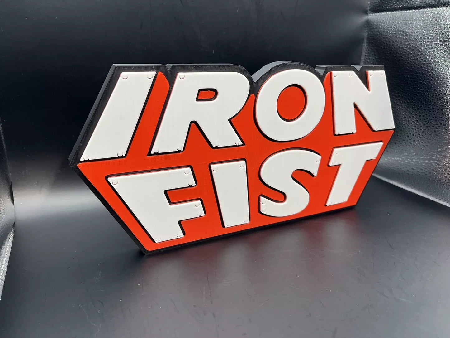 Iron Fist Logo Sign Display | 3D Wall Desk Shelf Art - UNRIVAL3D