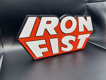 Iron Fist Logo Sign Display | 3D Wall Desk Shelf Art - UNRIVAL3D