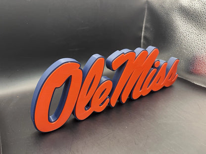 Ole Miss Rebels Logo Sign Display | 3D Wall Desk Shelf Art - UNRIVAL3D
