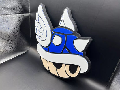 Mario Kart Blue Shell Logo Sign Display | 3D Wall Desk Shelf Art - UNRIVAL3D