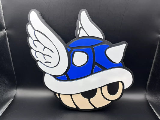 Mario Kart Blue Shell Logo Sign Display | 3D Wall Desk Shelf Art - UNRIVAL3D