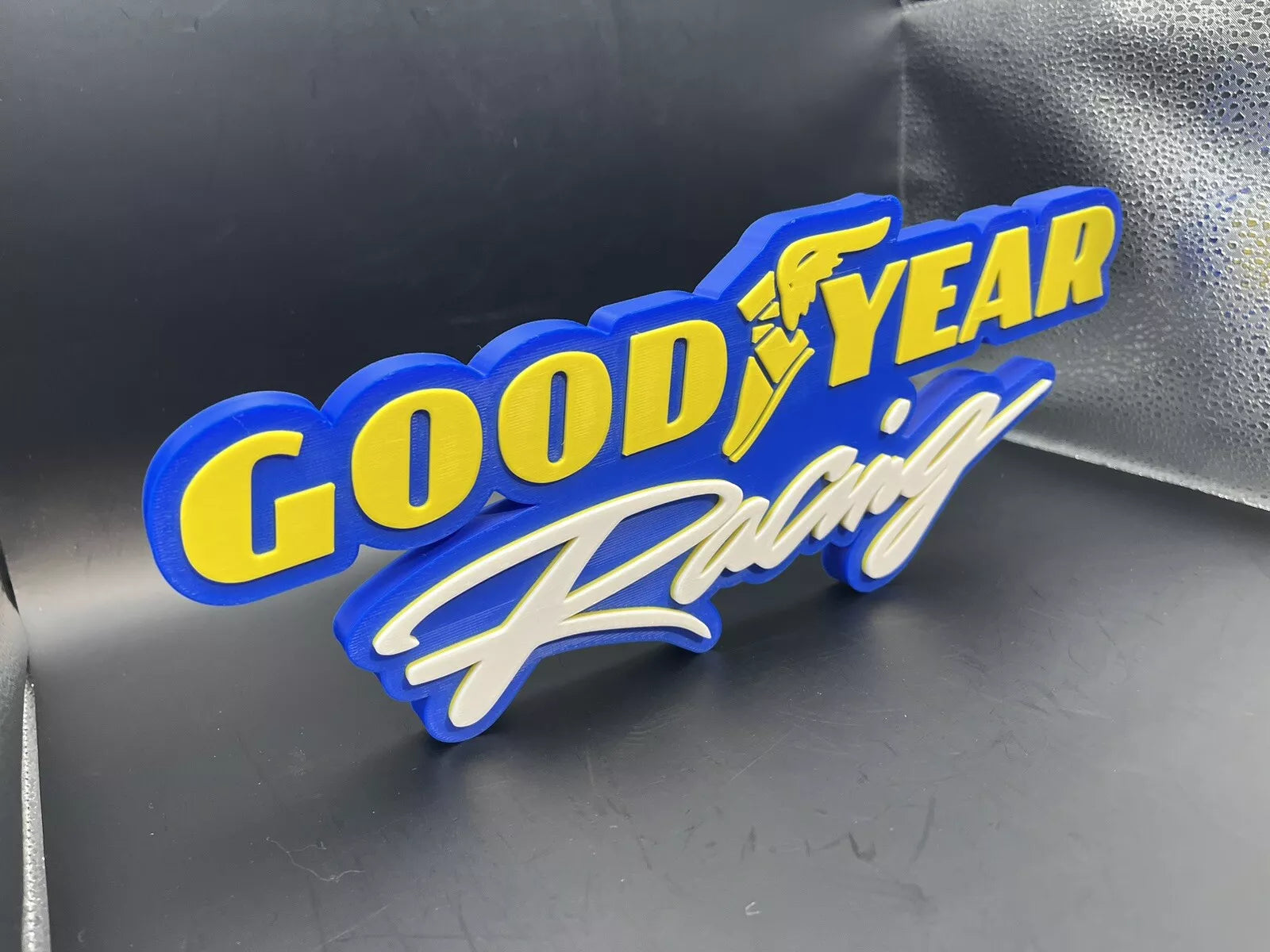 Goodyear Racing Logo Sign Display | 3D Wall Desk Shelf Art - UNRIVAL3D