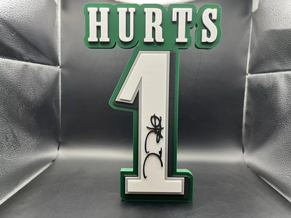 Jalen Hurts 1 Logo Sign Display | 3D Wall Desk Shelf Art - UNRIVAL3D