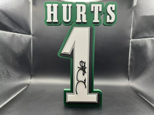 Jalen Hurts 1 Logo Sign Display | 3D Wall Desk Shelf Art - UNRIVAL3D