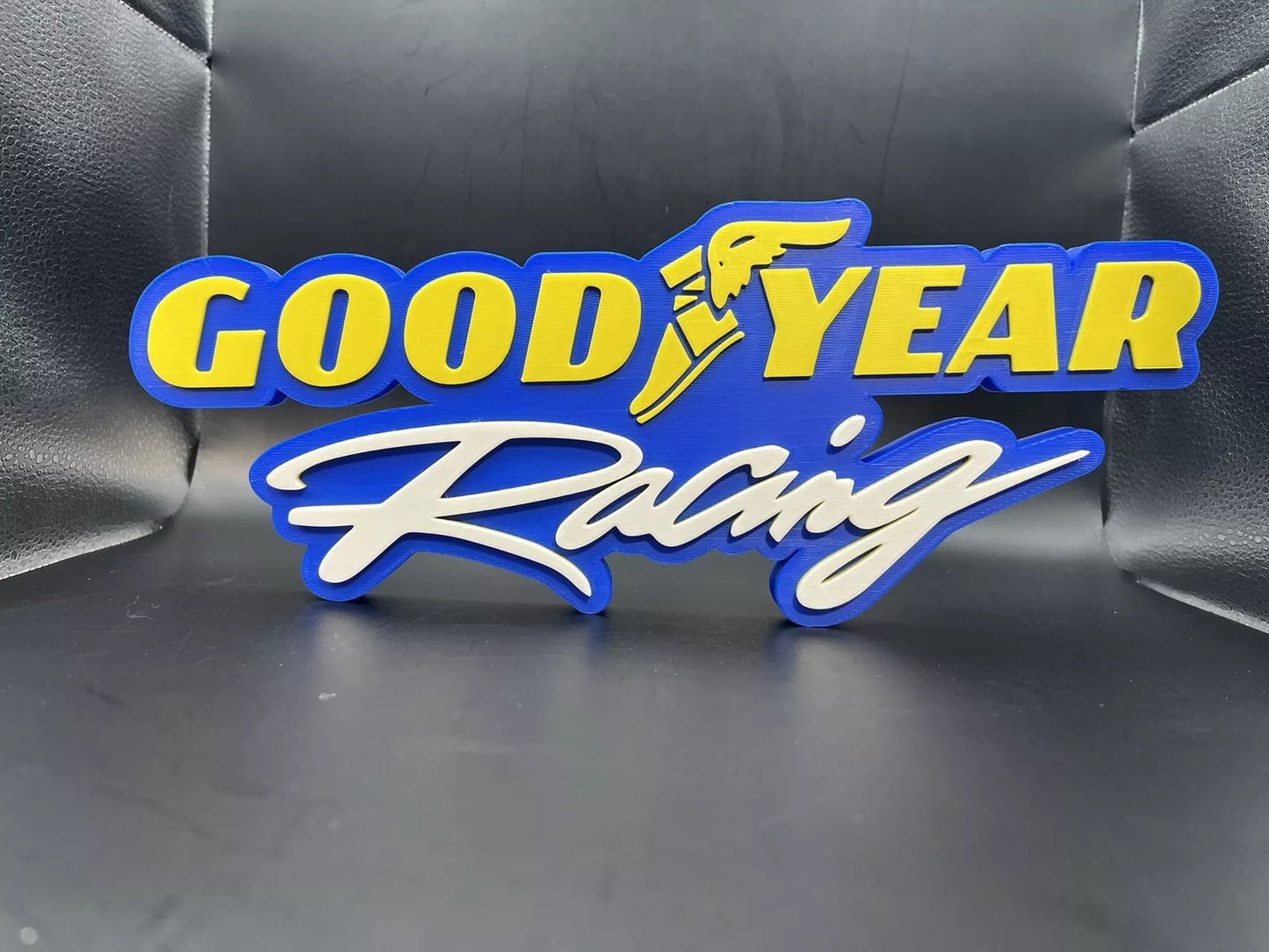 Goodyear Racing Logo Sign Display | 3D Wall Desk Shelf Art - UNRIVAL3D