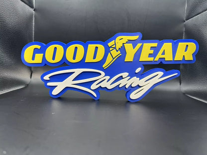 Goodyear Racing Logo Sign Display | 3D Wall Desk Shelf Art - UNRIVAL3D