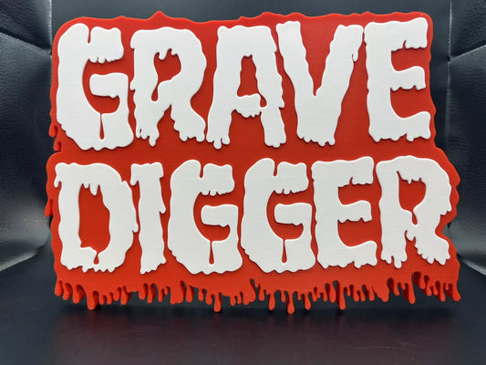 Grave Digger Logo Sign Display | 3D Wall Desk Shelf Art - UNRIVAL3D