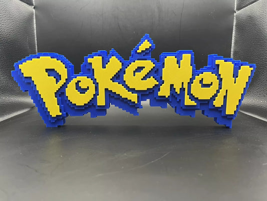 8-Bit Pokemon Logo Sign Display | 3D Wall Desk Shelf Art - UNRIVAL3D