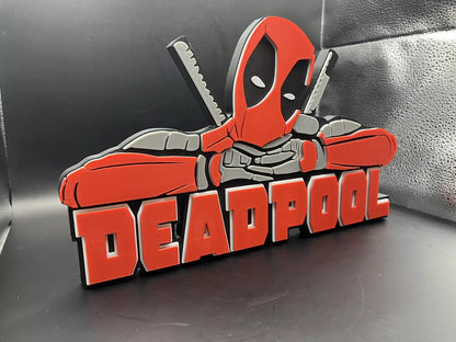 Deadpool Logo Sign Display | 3D Wall Desk Shelf Art - UNRIVAL3D