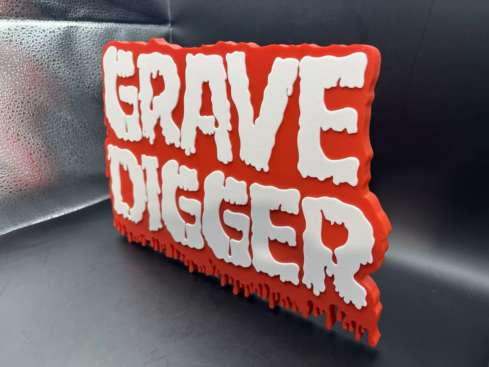 Grave Digger Logo Sign Display | 3D Wall Desk Shelf Art - UNRIVAL3D