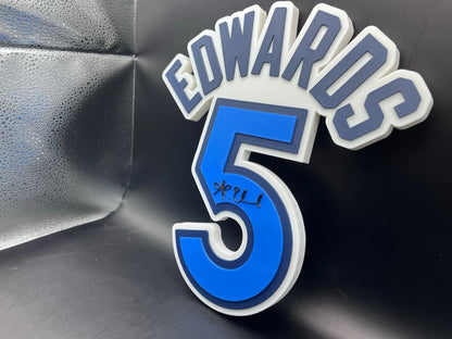 Anthony Edwards 5 Logo Sign Display | 3D Wall Desk Shelf Art - UNRIVAL3D