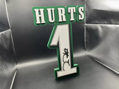 Jalen Hurts 1 Logo Sign Display | 3D Wall Desk Shelf Art - UNRIVAL3D