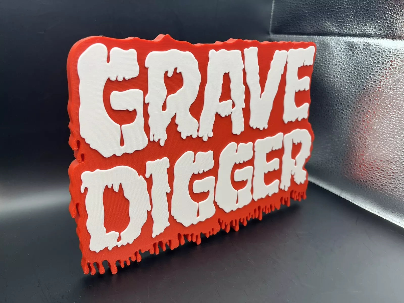 Grave Digger Logo Sign Display | 3D Wall Desk Shelf Art - UNRIVAL3D