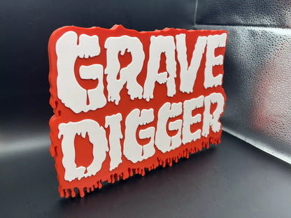 Grave Digger Logo Sign Display | 3D Wall Desk Shelf Art - UNRIVAL3D