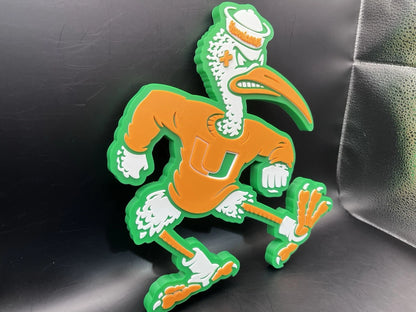 Miami Hurricanes Logo Sign Display | 3D Wall Desk Shelf Art - UNRIVAL3D