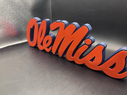 Ole Miss Rebels Logo Sign Display | 3D Wall Desk Shelf Art - UNRIVAL3D