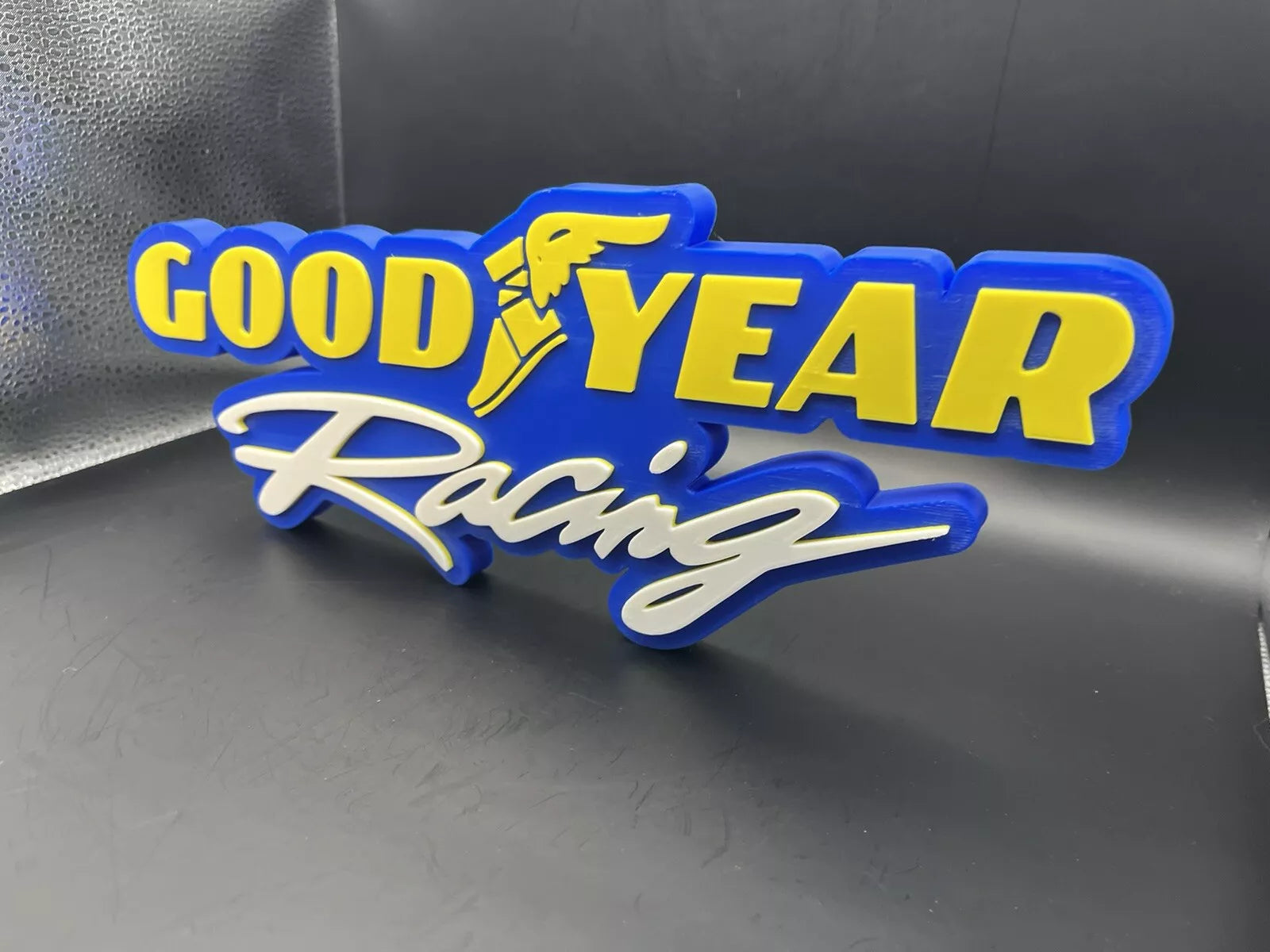 Goodyear Racing Logo Sign Display | 3D Wall Desk Shelf Art - UNRIVAL3D