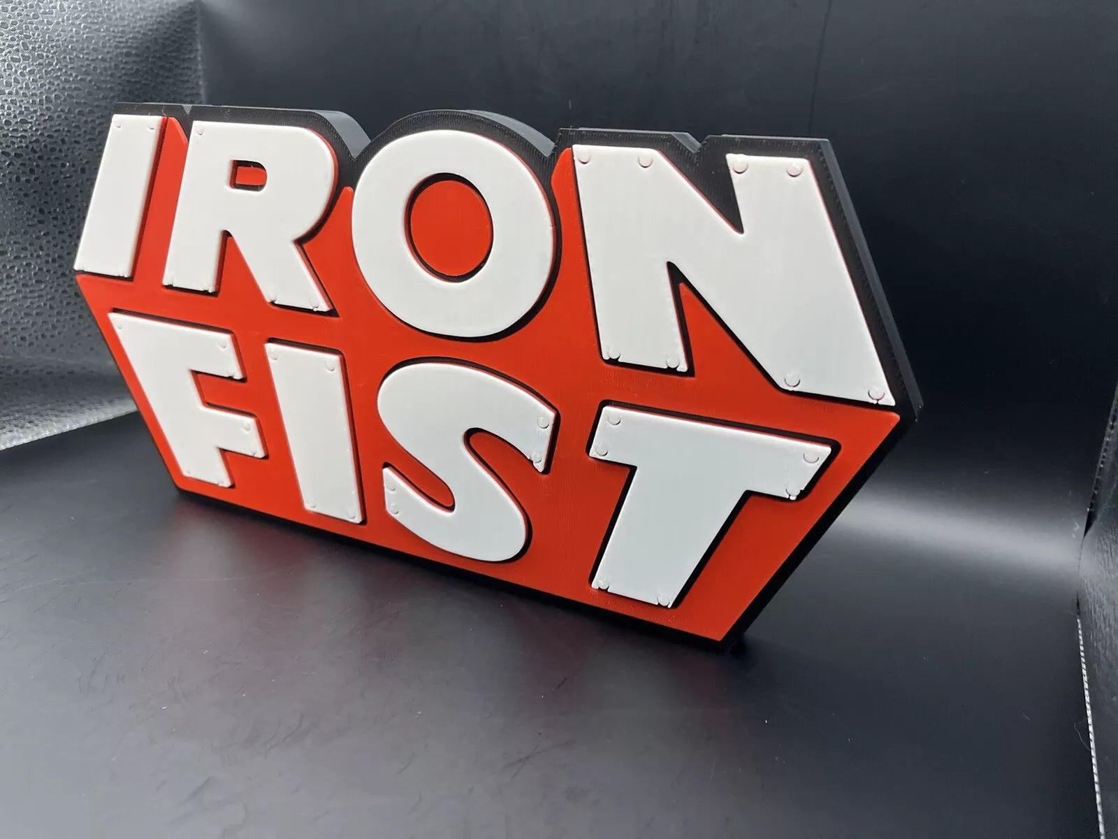 Iron Fist Logo Sign Display | 3D Wall Desk Shelf Art - UNRIVAL3D