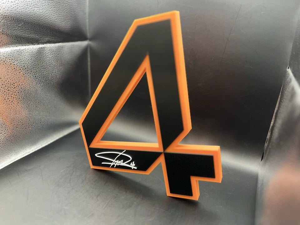 Lando Norris 4 Logo Sign Display | 3D Wall Desk Shelf Art - UNRIVAL3D