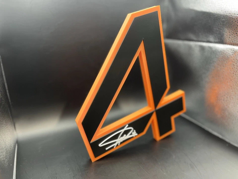Lando Norris 4 Logo Sign Display | 3D Wall Desk Shelf Art - UNRIVAL3D